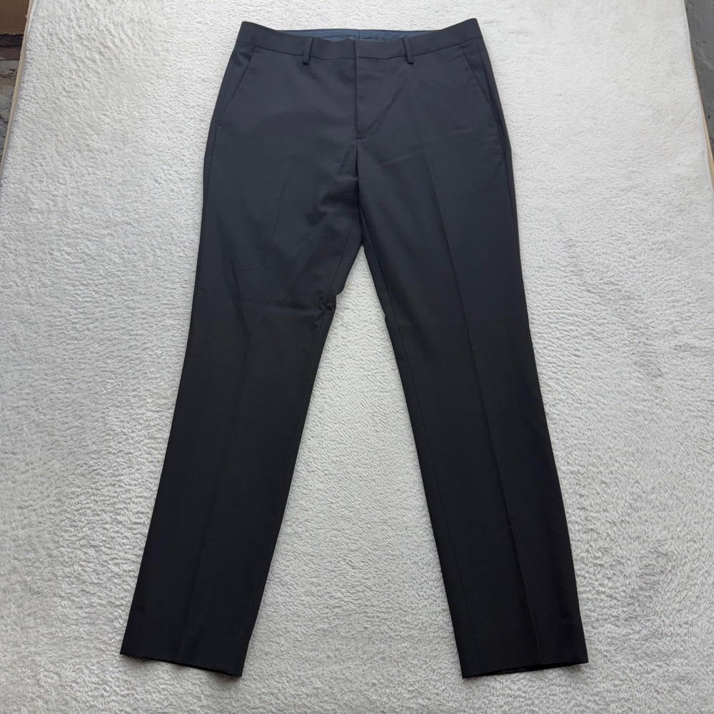 Bonobos Marzotto Italian Wool Dress Pants Mens 33/34 Black Stretch Trousers